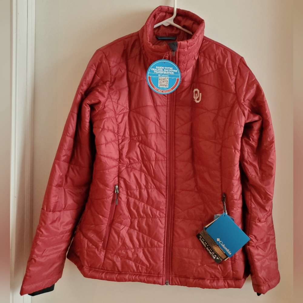 Columbia Collegiate Mighty Lite Jacket Oklahoma OU Sooners women's large NWT